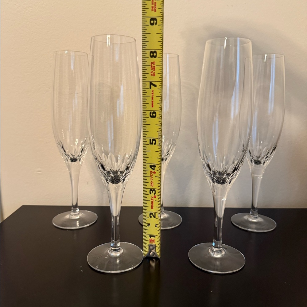 Vintage Crystal Champagne Glasses Flutes - Set of 5 - Picture 6 of 7